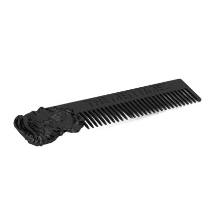 Beard Comb, Stylish Mustache Comb Smoothing Comb Teeth Three Dimensional Portrait Shape for Home for Travel for Office (Black)