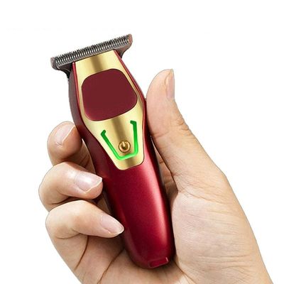 Burj District 10W 0mm T-Blade Hair Detailing Trimmer Beard Clipper Cordless Shaver Two Speed Trimmer Detailer, Mini 10.4cm with USB-C Charging Port (RED)