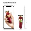 Burj District 10W 0mm T-Blade Hair Detailing Trimmer Beard Clipper Cordless Shaver Two Speed Trimmer Detailer, Mini 10.4cm with USB-C Charging Port (RED) view 2