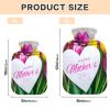 Mothers Day Tulip Wooden Background Hot Water Bottle with Velvet Cover, 1L Transparent Hot Water Bag for Neck and Shoulder Pain Relief, Bed Warmer view 2