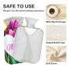 Mothers Day Tulip Wooden Background Hot Water Bottle with Velvet Cover, 1L Transparent Hot Water Bag for Neck and Shoulder Pain Relief, Bed Warmer view 3