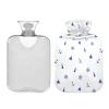 Cute Marine Anchor Lighthouse Pattern Hot Water Bottle with Soft Cover, 1 Liter Hot Water Bag for Neck and Shoulder Pain Relief, Hand Feet Warmer view 1