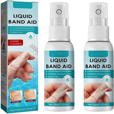 30ml Liquid Bandage Spray,Liquid Skin Bandage Band_aids,Waterproof Liquid Bandage for Cracked Fingertips Aid Quick-Dry Wounds Care for Minor Cuts,Scrapes,Wounds,Cracked Skin (2 Pcs)