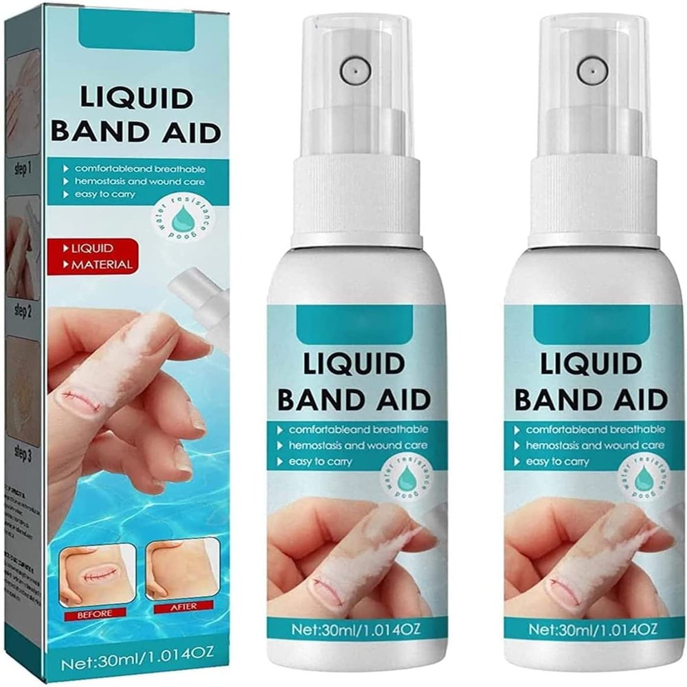 30ml Liquid Bandage Spray,Liquid Skin Bandage Band_aids,Waterproof Liquid Bandage for Cracked Fingertips Aid Quick-Dry Wounds Care for Minor Cuts,Scrapes,Wounds,Cracked Skin (2 Pcs)