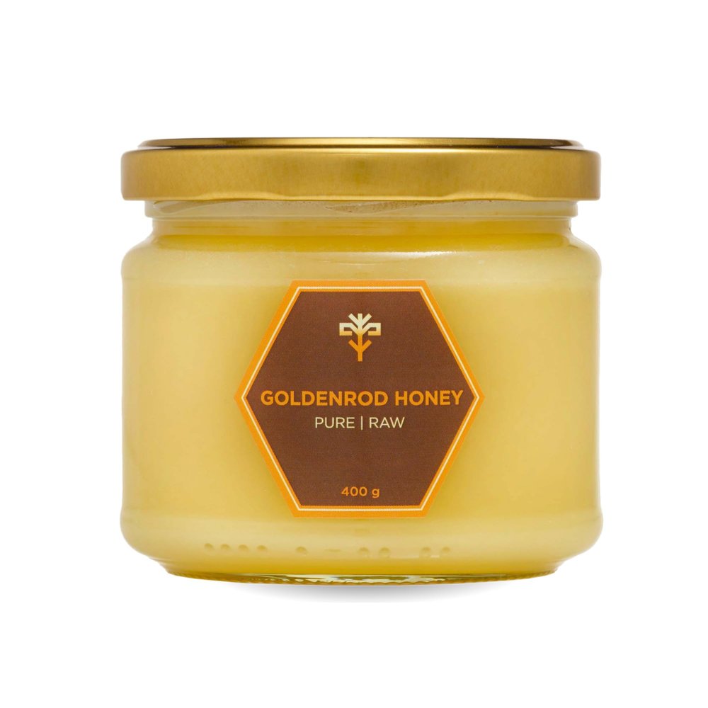 Earthbreath Goldenrod Raw Honey - 400g - Pure Honey Unpasteurized Unfiltered Unprocessed - From Single Apiary - Natural Sweetener for Food, Cooking, Coffee, Tea, Drinks