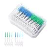 VIKSAUN 200 Pieces Tooth Floss Picks Interdental Brush Flosser Sticks, Interdental Brushes, Silicone Dental Picks, Oral Tooth Clean Silicone Floss Toothpick Cleaning Tool (Blue Green) view 1