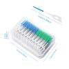 VIKSAUN 200 Pieces Tooth Floss Picks Interdental Brush Flosser Sticks, Interdental Brushes, Silicone Dental Picks, Oral Tooth Clean Silicone Floss Toothpick Cleaning Tool (Blue Green) view 2
