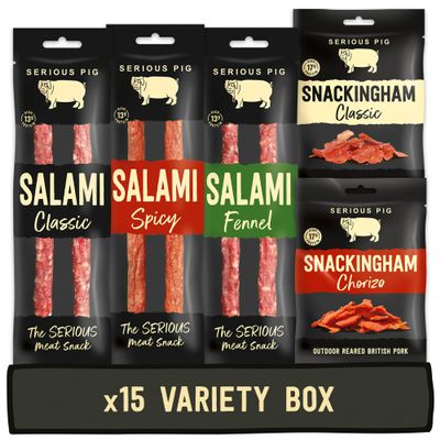 Serious Pig British Charcuterie Selection Box High - Protein Gluten Free Cured Meats (15 Packs)
