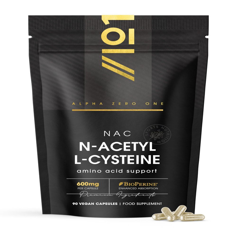 N-Acetyl L-Cysteine 600mg with BioPerine  90 Vegan Capsules  Vegan Fermented Amino Acid  Resealable and Recyclable Pouch by Alpha01