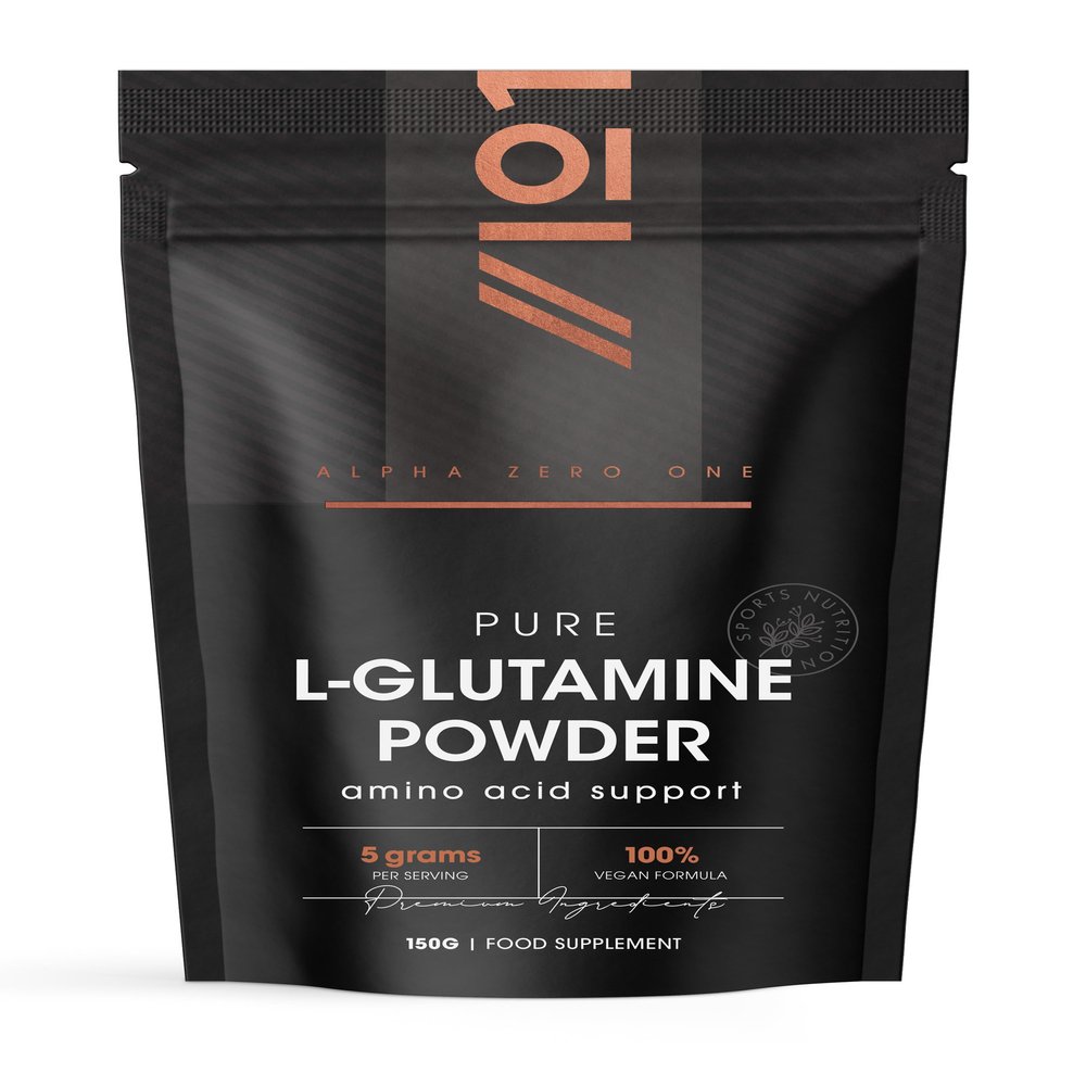 L-Glutamine Powder 150g  Unflavoured  Vegan Fermented Amino Acid  100% Pure  Resealable and Recyclable Pouch by Alpha01