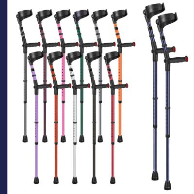 Ossenberg Soft Grip Closed Cuff Double Adjustable Crutches - Blue - Pair | Height Adjustable Elbow Crutches for Men Women Adults Arthritis Soft Comfy Handle Forearm Ergonomic