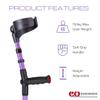Ossenberg Soft Grip Closed Cuff Double Adjustable Crutch - Purple - Single | Height Adjustable Elbow Crutch for Men Women Adults Arthritis Soft Comfy Handle Forearm Ergonomic view 4