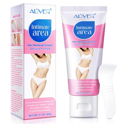 Intimate/Private Hair Removal Cream for Unwanted Hair in Underarms, Private Parts, Pubic & Bikini Area, Painless Flawless Depilatory Cream for Men Women, Sensitive Formula for All Skin Types, 2.1 Oz