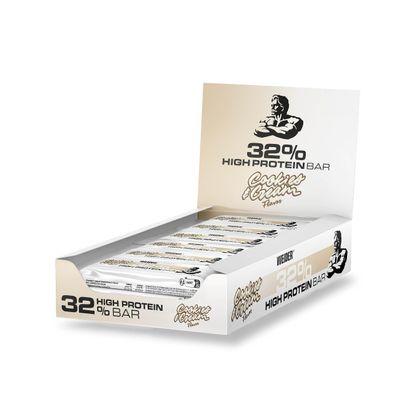 Weider 32% High Protein Bar (12x60g) Cookies&Cream Flavour. Delicious Chocolate Coated Bar with High Protein Content. Muscle Building & Maintenance Support. Ideal Before or After Training.