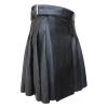 Leather Skirt Men's PU Leather Scottish Kilt Gothic Punk Scottish Medium Length Skirt Festival Kilt Fashion Faux Leather Pleated Traditional Highland Kilt, black, XXXL view 1