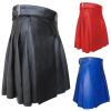 Leather Skirt Men's PU Leather Scottish Kilt Gothic Punk Scottish Medium Length Skirt Festival Kilt Fashion Faux Leather Pleated Traditional Highland Kilt, black, XXXL view 2
