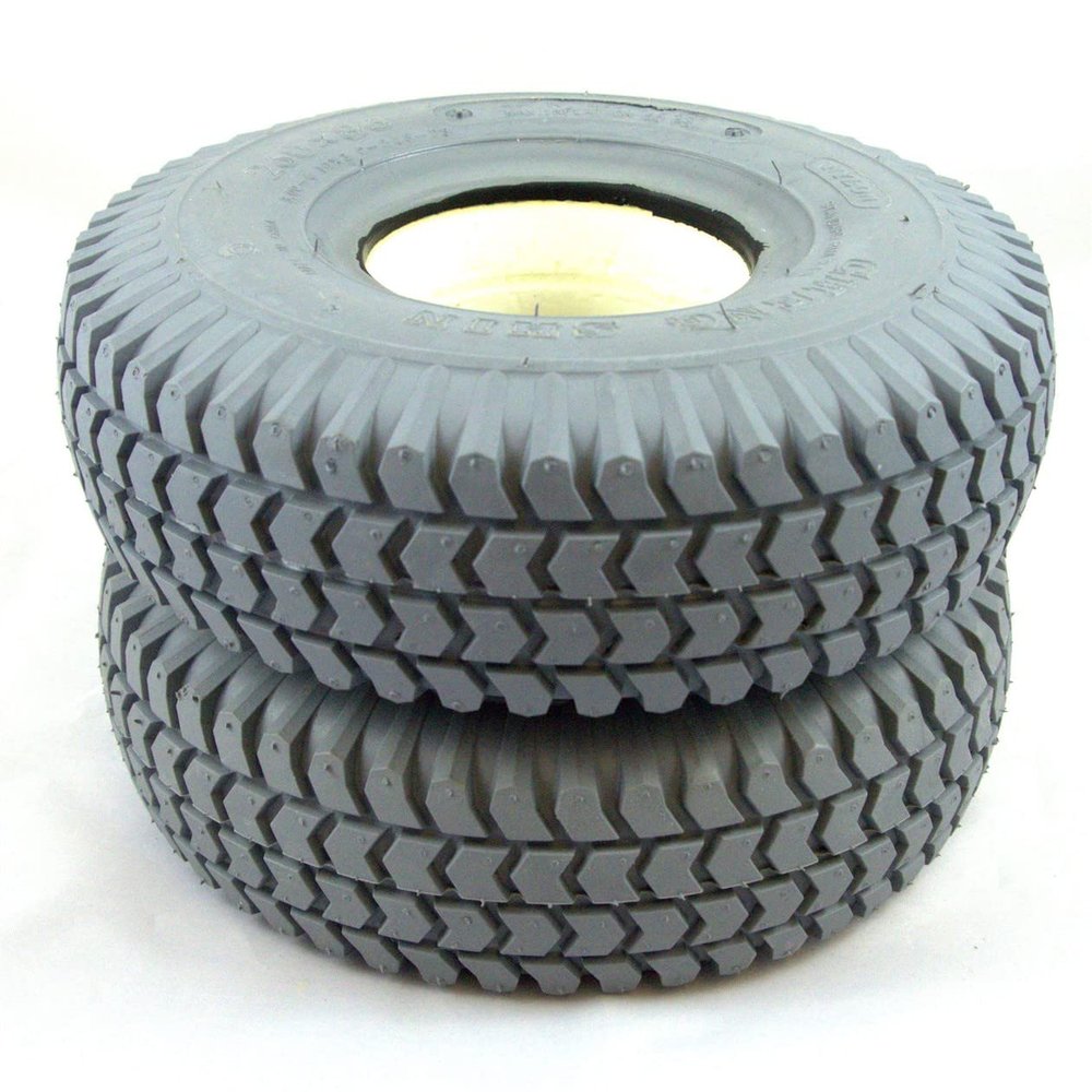 1 Pair of 3.00-4 Grey Solid Block Mobility Scooter Tyres (260x85)(300x4)