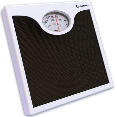 Adamson A22 Bathroom Scale for Body Weight - Up to 260 LB - New Version - Anti-Skid Rubber Surface - Analog Bathroom Weight Scales - Affordable - Durable with 20-Year Assurance - Black