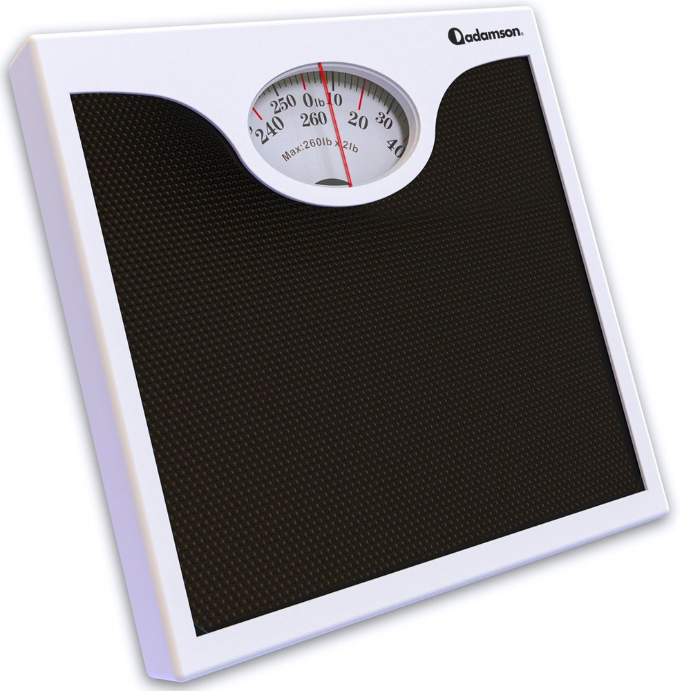 Adamson A22 Bathroom Scale for Body Weight - Up to 260 LB - New Version - Anti-Skid Rubber Surface - Analog Bathroom Weight Scales - Affordable - Durable with 20-Year Assurance - Black