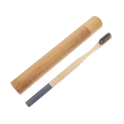 Healeved Portable Bamboo Toothbrush Manual Toothbrush with Bamboo Tube Travel Case