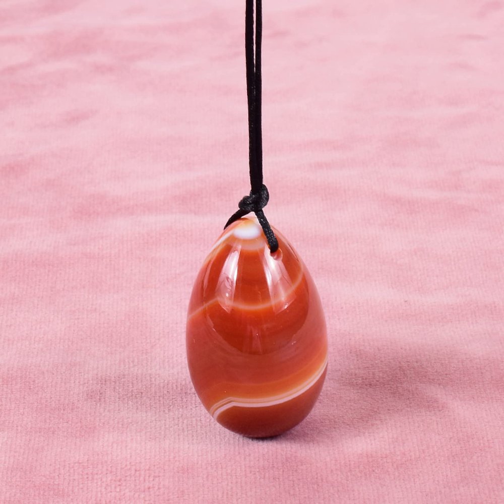 40x25MM Yoni Egg Natural Stone Kegel Massage Ball Crystal Rose Quartz Jade Tool,Red Agate