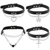 LAIFEKE 4Pcs Punk Chain Choker PU Leather Collar Harajuku Collar Adjustable Size (01-Black) view 1
