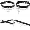 LAIFEKE 4Pcs Punk Chain Choker PU Leather Collar Harajuku Collar Adjustable Size (01-Black) view 3