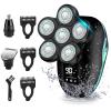 Sakioo Head Shaver, Upgrade 6 in 1 Electric Head Shaver for Bald Men, IPX7 Waterproof Cordless Rotary Razor with LED Display, Face Head Shaver with Nose Hair Sideburns Trimmer view 1