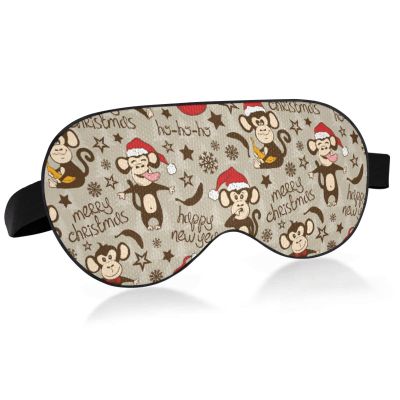 Christmas Monkey Sleep Mask for Men Women Blackout Eye Cover, Soft Lightweight Comfortable Eye Mask with Adjustable Velcro Strap, Blocks Light for Travel Sleep Yoga Nap