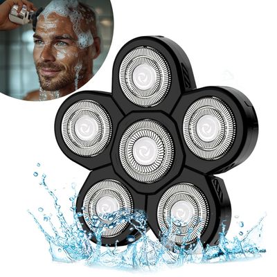 6 Head Shaver Heads, Sjpzwcrl Bald Head Shaver Replacement Head, Universal Replacement Shaver Head for Bald Men, Black