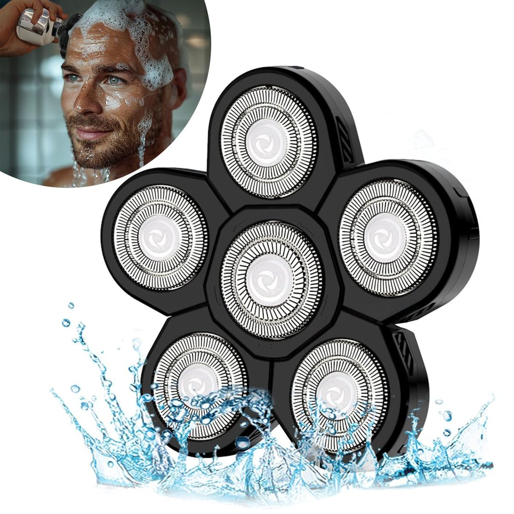 6 Head Shaver Heads, Sjpzwcrl Bald Head Shaver Replacement Head, Universal Replacement Shaver Head for Bald Men, Black
