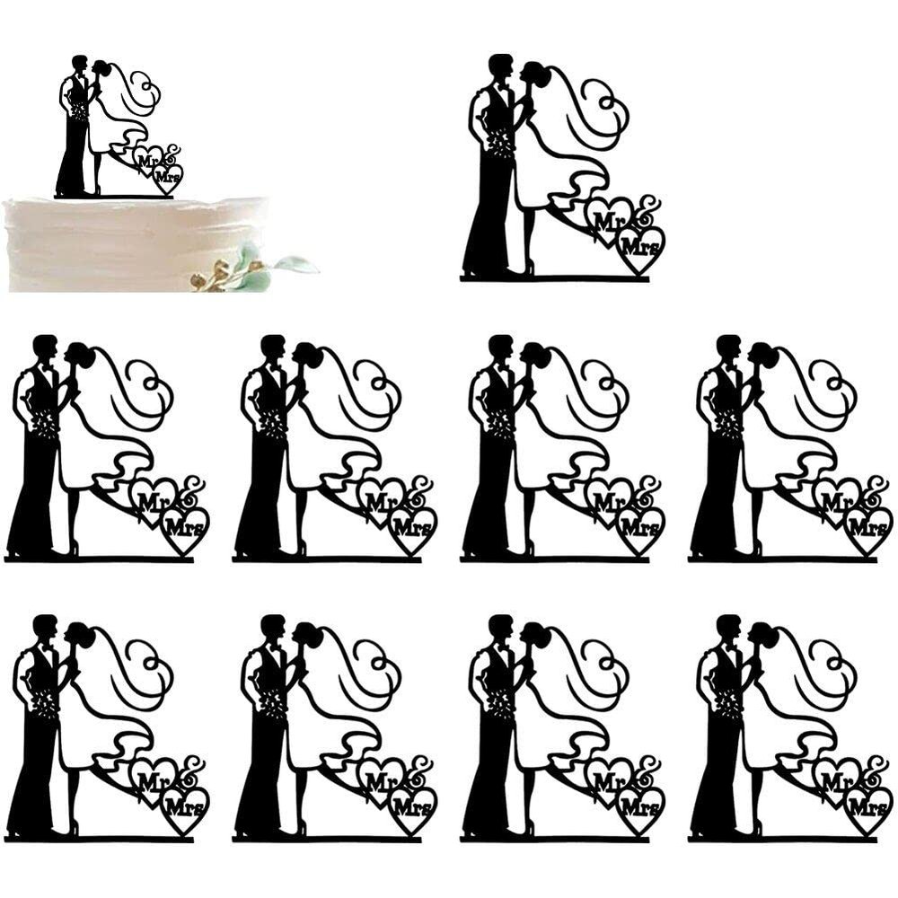 10 Pcs Acrylic Wedding Cake Toppers Cake Decoration Accessories Engagement Party Bride and Groom Cake Topper