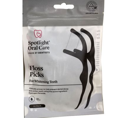 Spotlight Oral Care 50 Floss Picks for Whitening Teeth - Pack of 6
