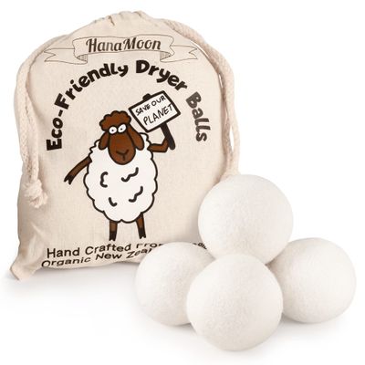 Wool Tumble Dryer Balls Eco-Friendly Organic Fabric Softener, Reduce Wrinkles & Drying Time, Save Energy, Reusable, Handmade, 100% New Zealand Wool, Baby Safe, Unscented, XL Size (Pack of 4)