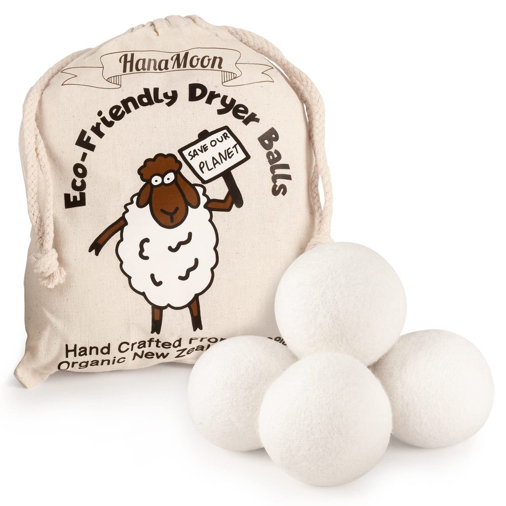 Wool Tumble Dryer Balls Eco-Friendly Organic Fabric Softener, Reduce Wrinkles & Drying Time, Save Energy, Reusable, Handmade, 100% New Zealand Wool, Baby Safe, Unscented, XL Size (Pack of 4)