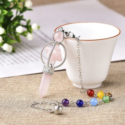 1PCS Natural Crystal Pendants Round Bead Hexagon Pillar Stone for Men Women Jewelry Gift,qose Quartz