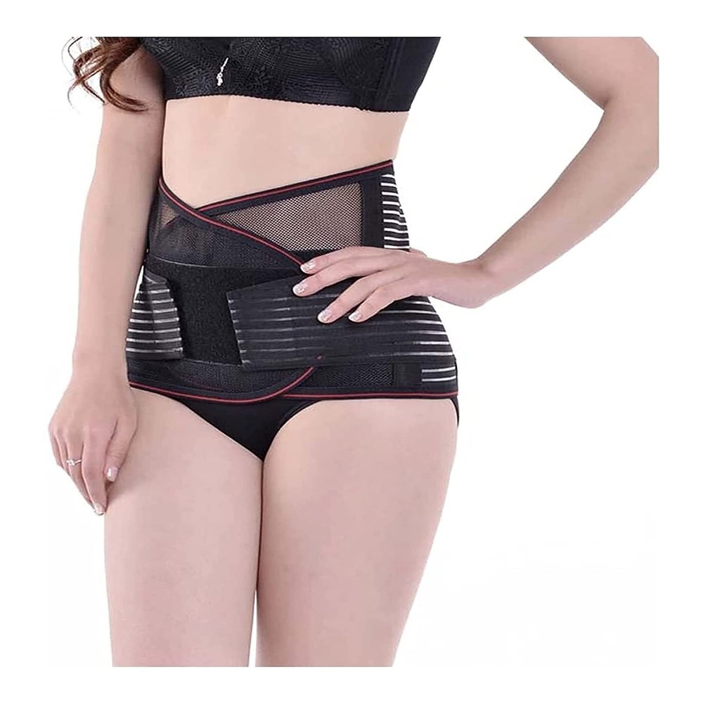 MLAQLS Therapy Lumbar Back Brace for Men & Women Support for Pain Relief and Injury Prevention Adjustable Breathable and Lightweight Materia (Black XXL)