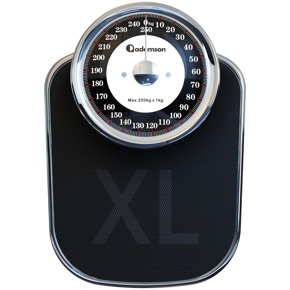Adamson A28 Bathroom Scales - Up to 250 kg, Heavy Weight, Anti-Skid Rubber Surface, Extra Large Numbers - High Precision Weighing Scales for Body Weight - Durable with 20-Year Assurance - New Version