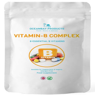 Vitamin B Complex 8 Essential B Vitamins B1, B2, B3, B5, B6, B7 Biotin, B9 Folic Acid, B12 High Strength Vegan & Vegetarian Micro Tablets (180 Mini Tablets)