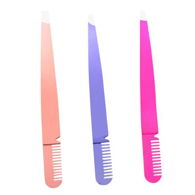 ABOOFAN 3pcs Professional Eyebrow Tweezers Comb Stainless Steel Pointy Scissor Tweezers for Women Makeup Tools