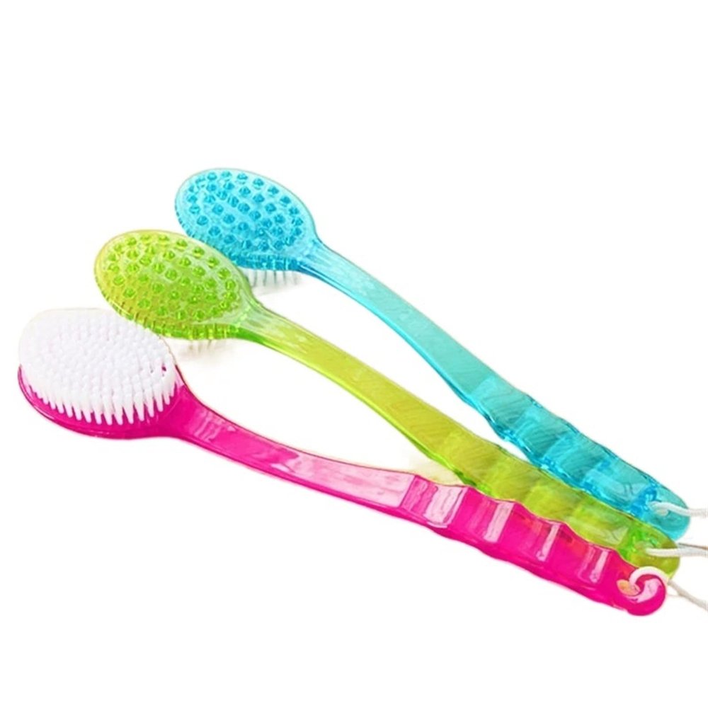1pc Back Body Bath Shower Cleaning Brushes Bath Brush Long Handle Exfoliating Scrub Skin Massager Exfoliation Bathroom Brush (Pink)