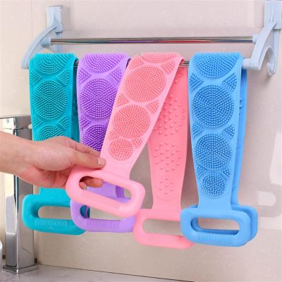 Rubbing Back Mud Magic Silicone Brush Bath Towels Peeling Body Massage Shower Extended Scrubber Skin Clean Shower Brush Massage (Purple)