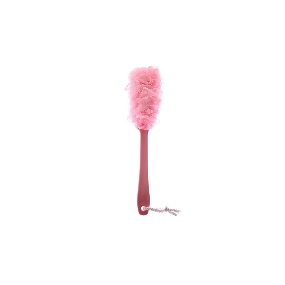 1PC Soft Mesh Long Handle Back Brush Exfoliating Sponge Scrubber Hanging Loofah Cleaner Body Bath Shower Bathroom Supplies (Pink)