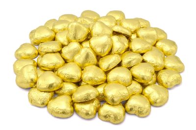 Wyeland Confectionery Luxury Milk Chocolate Hearts - For Wedding Favours, Anniversary, and Mothers Day - 20 Gold Hearts