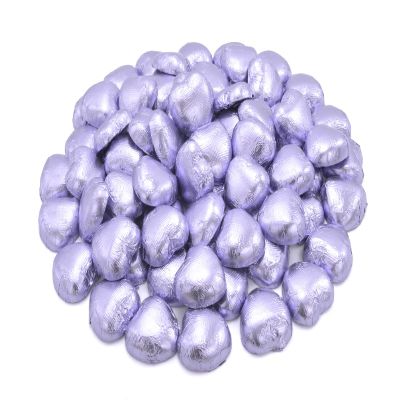 Wyeland Confectionery Luxury Milk Chocolate Hearts - For Wedding Favours, Anniversary, and Mothers Day - 100 Lilac Hearts