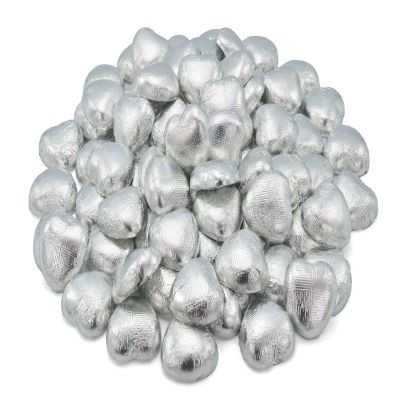 Wyeland Confectionery Luxury Milk Chocolate Hearts - For Wedding Favours, Anniversary, and Mothers Day - 50 Silver Hearts