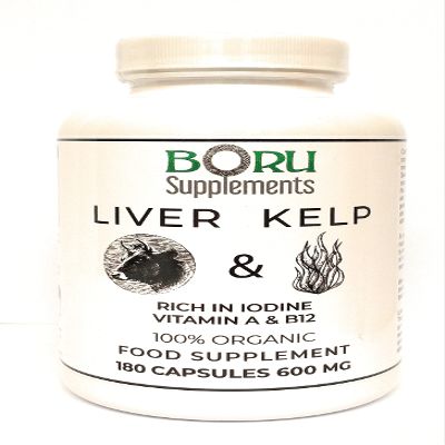 Grass Fed Beef Liver and kelp Seaweed Capsules 600mg 180 Certified Organic kelp