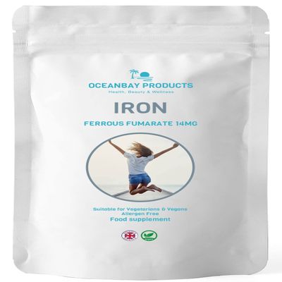 Iron Tablets Ferrous Fumarate 14mg Supports The Immune System and Cognitive Function. Easy to Swallow Micro Tablets for Reducing Tiredness and Fatigue (120 Mini Tablets)