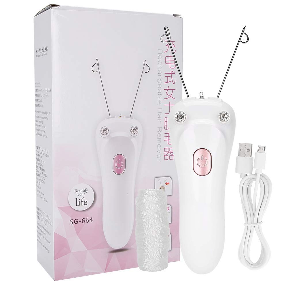 AMONIDA Women's Facial Hair Remover, Electric Threading Epilator, USB Charging, Cotton Thread, Pink