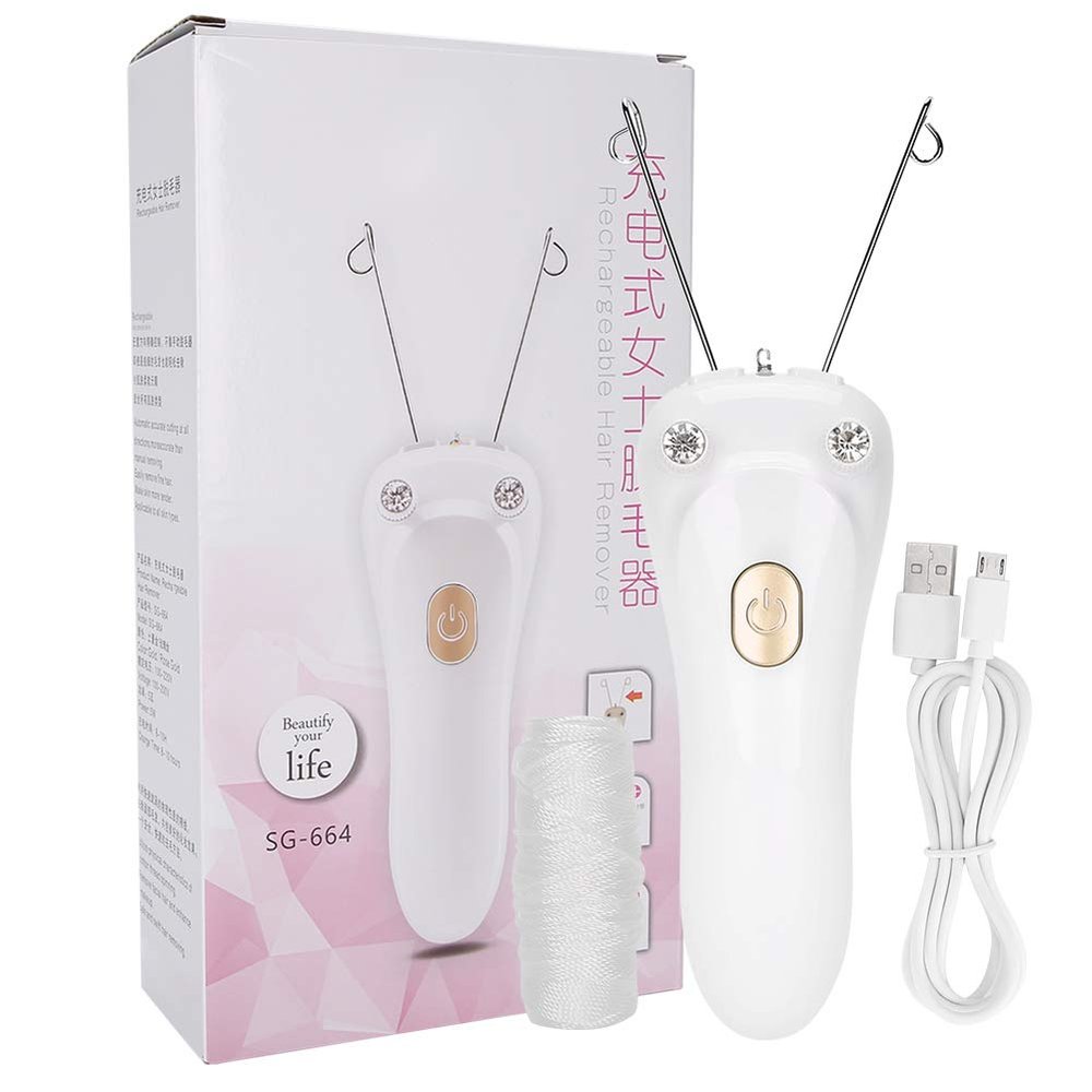 AMONIDA Women's Facial Hair Remover, Electric Threading Epilator, USB Charging, Cotton Thread, Gold